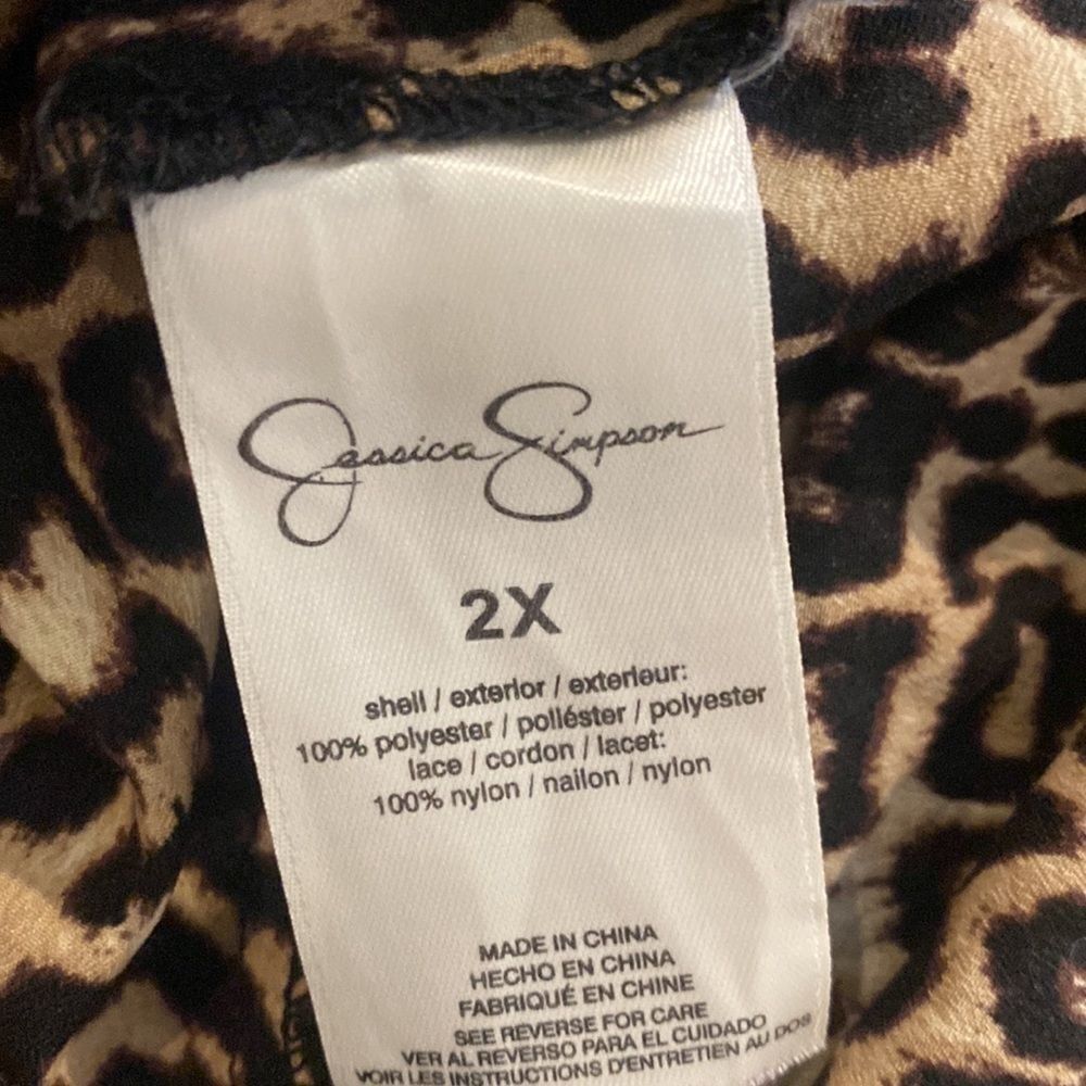 Jessica Simpson Animal Print Cheetah Leopard Lace Camisole Top 2X​​​​​​​​ - Picture 6 of 6